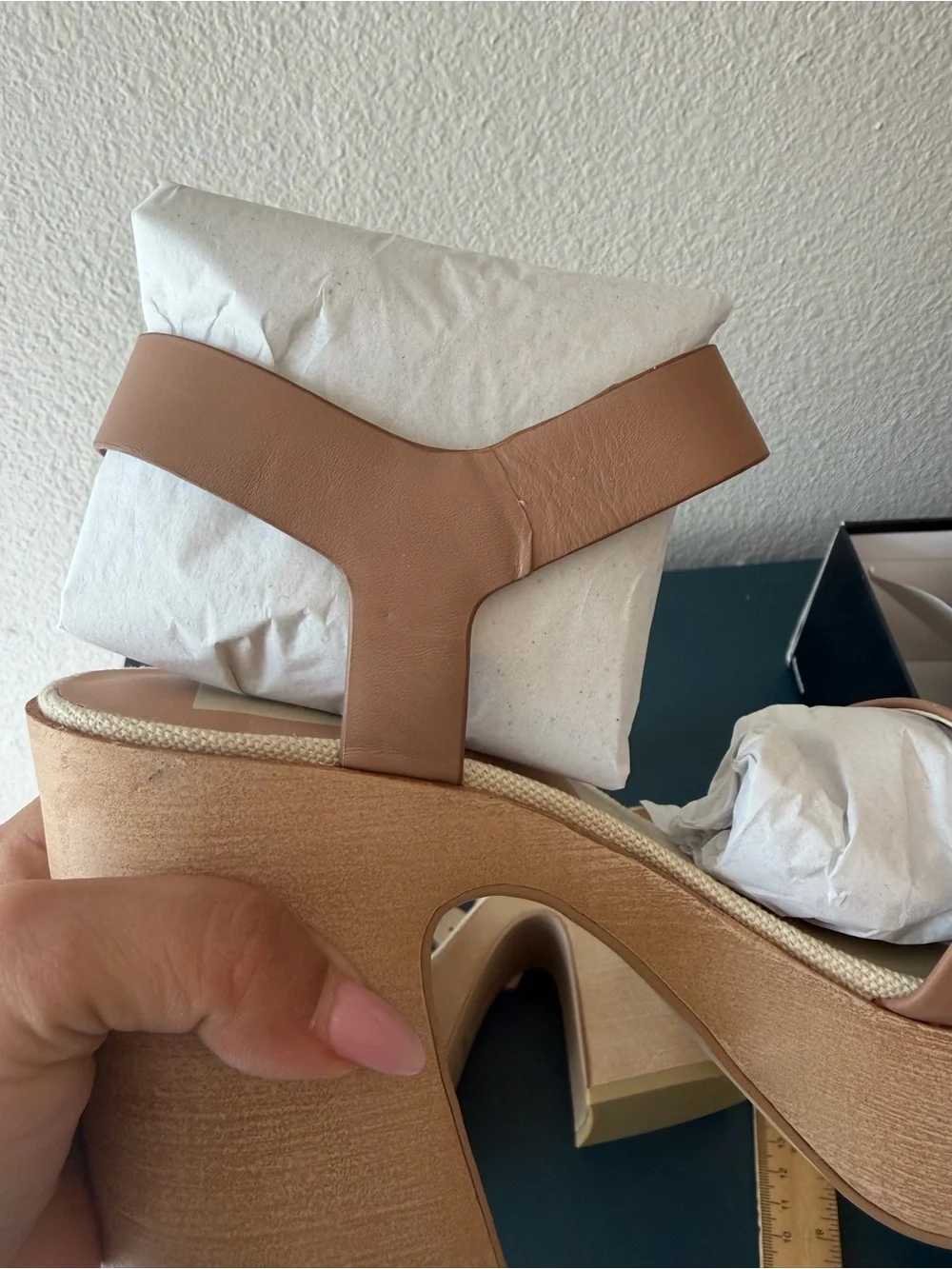 Dolce Vita Cafe Tan Platform Sandals with Chunky Wood Heel- Wallis Shoe